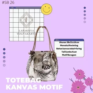 Totebag Kanvas Tali Sumbu Premium/Tote bag Wanita Resleting Murah Size 38x31x16 Cm/Totebag Resleting