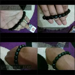 Gelang batu natural black jade aceh gread A type bambu 2