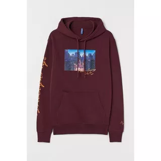 hoodie h&m hnm Positive Energy brooklyn Chest hand printed | hoodie maroon | hoodie merah | imlek