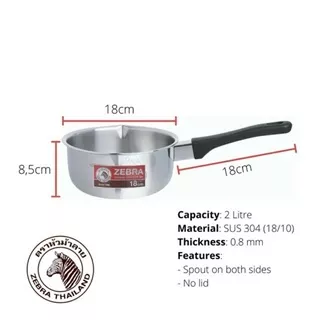 Zebra Panci Saucepan 18CM Stainless Steel SUS 304