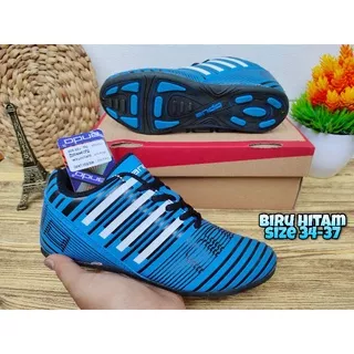 Sepatu futsal anak ANDO ukuran 34-37 - sepatu futsal Ando Messi biru oranye - sepatu futsal murah - sepatu olahraga futsal anak laki-laki