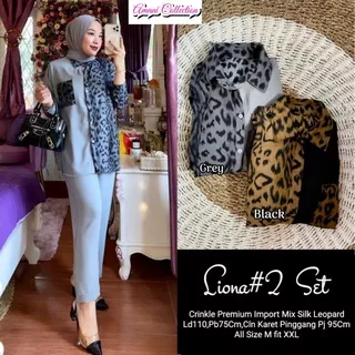 liona set 2 || setelan celana motif tutul