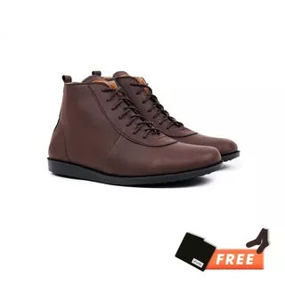 Moofeat Izzy - Sepatu Pria Izzy Dark Brown Casual Boots Zipper High Men Fashion Kulit