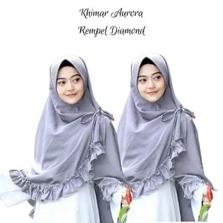 Jilbab Instan Aurora Kriwil Diamond Khimar Syari Jumbo Rempel Belah Tengah Tali Terbaru Termurah