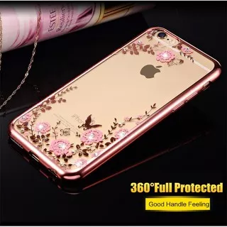 TPU FLOWER iPhone 5 5s SE 6 6s 7 8 Plus Silicone Diamond Soft Case Softcase Chrome Casing Back Cover