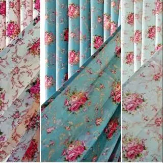 Gorden blackout Shabby  chic series sakura  pink biru hijau ungu buat pintu dan jendela