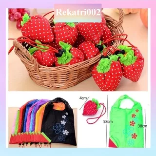 Tas Belanja Serbaguna Lipat Strawberry model KOREA Tas Belanja Lipat Serbaguna Strawberry Baggu Bag Lipat Praktis