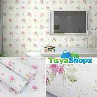 tisyaShopz - Wallpaper Sticker panjang 9 meter , Shabby White Flower