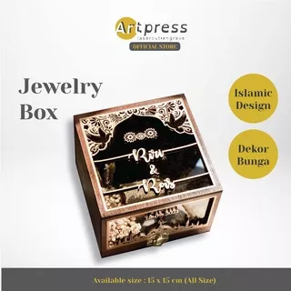 Artpress Lasercut Jewelry Box Wood - Islamic Design - Dekor Bunga