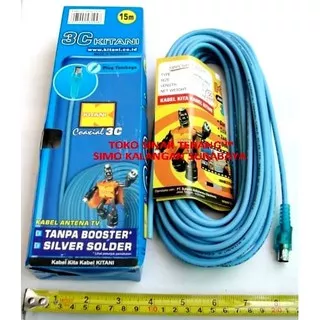 SINTE Kabel Antena TV KITANI 3C 15 Meter COAXIAL BIRU with Jack Plug Tembaga 15M Anten