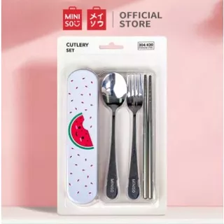 MINISO Set Alat Makan 3 Pack Sendok Garpu Sumpit