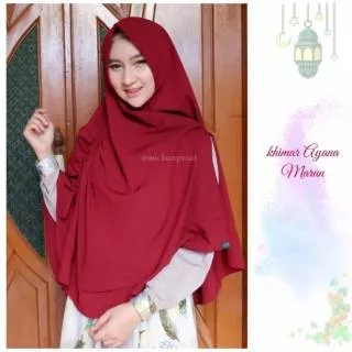 Khimar Ayana Michan - Original Kerudung Instan Wolfis Tumpuk Jilbab merah Marun