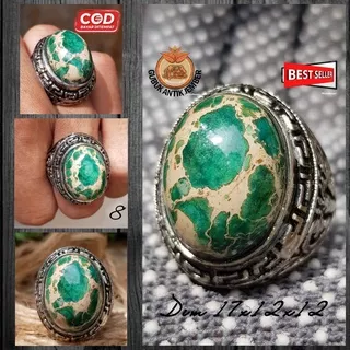 Cincin Batu Akik Natural Pirus Persia (Iran) Urat Emas (COD) Milenial Dim Kantoran Super Top HQ Obral Murah Hot Item/Best Seller/Discon