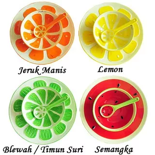 Fruit Ceramic Rice Bowl Set / Handpainted Piring Semangka Blewah Timun Sari Jeruk Manis Lemon