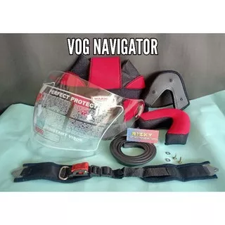 Paket VOG NAVIGATOR, busa Helm Plastik, Kaca Helm Clear, Lis Karet helm, Tali Helm + Paku belah