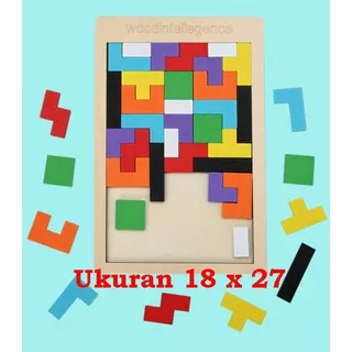 Mainan Edukasi Mainan Anak Puzzle Kayu Russian Block Wood Intellegence Tetris