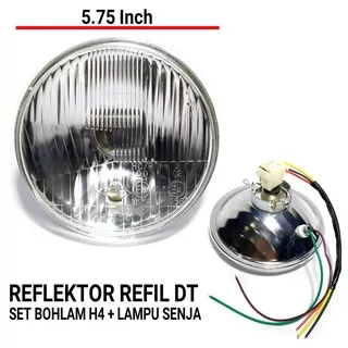 Reflektor Refil Lampu CB Pesek Kaca Datar H4 Model Autopal Set Bohlam Lampu Senja