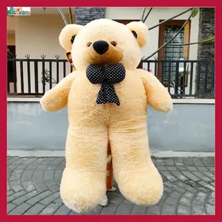 Kado Ulang Tahun Anniversary Pernikahan Sahabat Pacar Anak Remaja Perempuan Cewek Putri Boneka Super Jumbo Besar Teddy Bear Beruang 1,5 Meter Dasi Cream Bungkus Kado