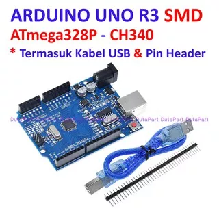 Arduino UNO R3 SMD CH340 ATmega328P Termasuk Kabel dan Pin Header