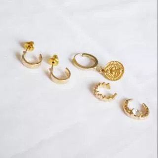 Celeste earring 1 set anting isi 5 emas gold earring piercing