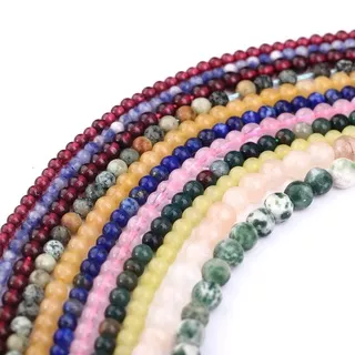 Manik Batu Alam 4mm Kuarsa Amethyst Agate Tiger Eye Beads untuk Membuat Perhiasan Diy Gelang Kalung