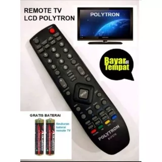 REMOT TV  LCD POLYTRON ASLI REMOT 100% GRATIS  BATERAI REMOT HITAM. TV LCD POLYTRON