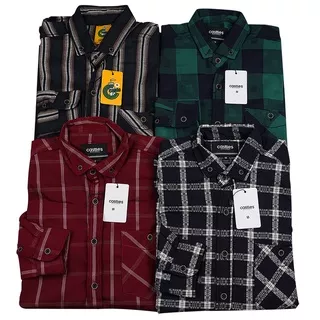 Castles.id Long Sleeve Flannel Shirt Black Plaid Grey M L XL