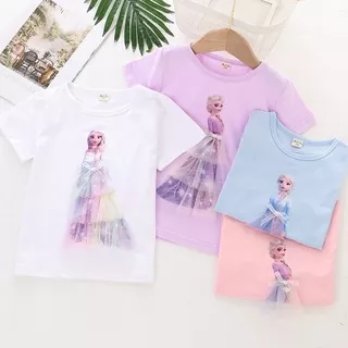 BF02 Baju Anak Princess Elsa Frozen II Kaos Atas Pakaian Perempuan
