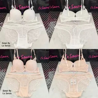 Estair By La Senza Bra Set Lace Push Up Level 2 Bra Wanita Size 32C Panty M