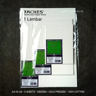 Arches Watercolor Paper A4/A5/A6 300gsm Cold Pressed 100% Cotton - 1 Lembar