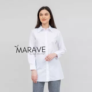 tunik wanita putih lengan panjang/ blouse tunik putih wanita / kemeja wanita casual / atasan tunik wanita / tunik formal wanita / tunik katun  / kemeja katun wanita / kemeja katun strech putih wanita