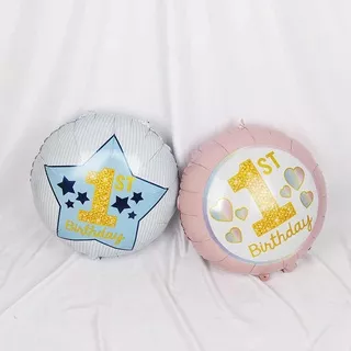 Balon 1st Birthday Bulat Balon Foil Ulang Tahun