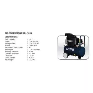 Kompressor angin IZUMI DD 1024 Kompresor 1 HP 24 L/ Air Direct Compresor Angin 1 PK