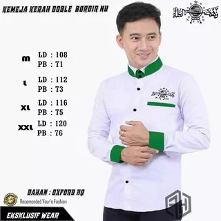 Baju Koko NU Kerah Double - Baju Koko NU Bordir - Koko NU Putih - Koko Best Seller -Baju Muslim Pria