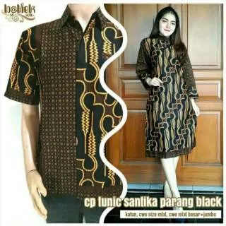 Dress batik motif etnik parang hitam model kerah tinggi high quality Murah ukuran M L XL dan Jumbo