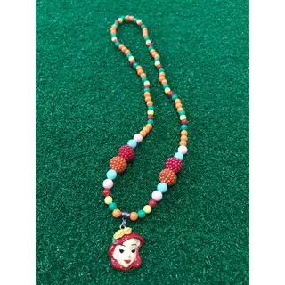 Kalung Karet Anak beads Charm Resin Putri Duyung Mermaid Ariel Head