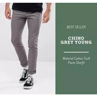 Long Chino Pants Slimfiit Cotton Streact Grey S M L XL XXL