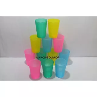 (12pcs) Gelas Plastik Kh Warna Bening