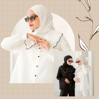 Baju atasan blouse blus muslim katun polos kuliah kerja hangout jalan brokat brukat tile tule lace mesh top pesta lebaran hari raya kondangan lamaran hajatan party wanita muslimah hijab simple mewah putih hitam blue lilac elegant terbaru 2022