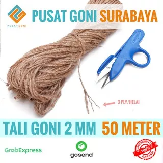 Tali Goni 3 Ply 50 Meter - Tali Rami 2 MM - Tali DIY - Tali Ramah Lingkungan - Tali Kado