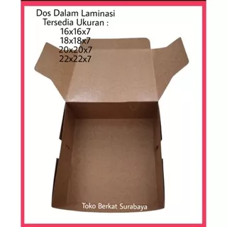 Dos makan Laminasi 20x20 18x18 22x22  16x16 isi 50pcs/ Box Kraft Coklat Dos/ Dos Kue/ Dus laminasi/ Box laminasi/ kotak makan