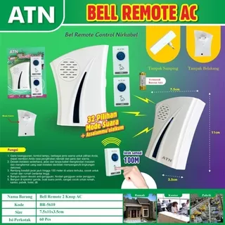 Bel Pintu Rumah Wireless Door Bell Tanpa Kabel - AC Listrik 2 Tombol