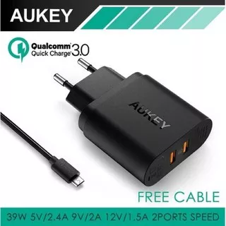 AUKEY CHARGER DUAL USB PORT QUICK CHARGE 3.0 WALL CHARGING PA -T16