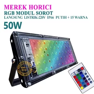 MEREK HORICI ASLI FULL 50W RGB LAMPU SOROT LAMPU HIAS / TEMBAK LED SLIM 50 WATT / LED FLOODLIGHT 50 WATT AC 220V KAP SOROT / LAMPU MODUL SOROT