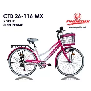 sepeda city bike 26 phoenix 116 MX gigi 1x7 speed boncengan