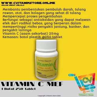Vitamin C MEF / 1 BOTOL 250 TABLET / Suplemen Makanan / Vitamin C / CVitamin Store / READY STOCK !!!