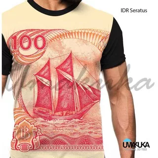 kaos baju tshirt 3d fullprinting umakuka motif uang seratus lama unik keren & original murah premium