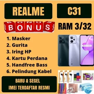 Realme C31 RAM 3/32,Realme C31 3/32DIJAMIN New Segel dan Garansi Resmi