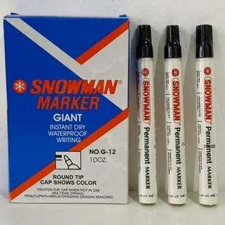 Spidol snowman permanent marker black 1 pack