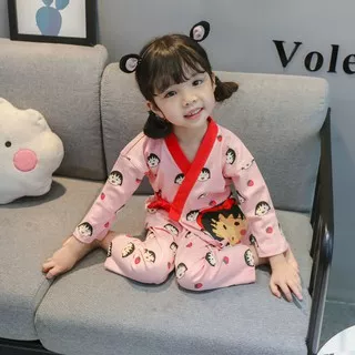 [Cocobaby.id] Set Piyama Kimono Baju Tidur Kimono Piyama Anak Perempuan Impor Chibi Maruko-chan